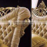 New Arrival Luxurious Solid Wood Golden Carving King Size Bed With Elegant Cream Color Fabric Tufted Headboard BF11-03294c thumbnail-2