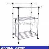 Adjustable Rolling Clothes Rack With Two Shelf thumbnail-5