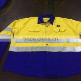 Polycotton His Vis Working Uniform Jacket Pants Reflective Safety Coverall Workwear thumbnail-3