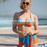 High Quality Hot Sexy Unique Contrast Bikini With Cover up Beach Dress thumbnail-3