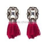 Bohemian Style Big Crystal With Tassel Charms Earrings for Women Jewelry thumbnail-6