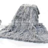 CX-D-66F High Quality Pachwork Rex Rabbit Real Fur Throw Blanket thumbnail-4