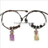 Couple Woven Cord Glass Wishing Bottle Bracelets Diy Wishing Bottles Charms Leather Cord Bracelets for Valentine's Gifts 2017 thumbnail-1