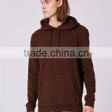 Wholesale Men Pullover Plain Oversized Classic Fit Brushed Cotton Drawstrings Hoodie Brown With Front Pocket thumbnail-3