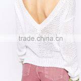 MGOO Chunky Sweater With V Back Design Spring-Summer Fashion Cashmere Sweaters Loose Cozy Oversized Sweater Open thumbnail-4