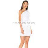 White One Shoulder Elegant Short Simple Ladies Evening Dinner Dresses thumbnail-2