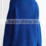 High Quality Royal Blue Knitted Wool Cashmere Sweater Women's thumbnail-3