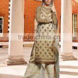 Brown Color on Brown Chemki Buttas Heavy Design All Over Designer Semi Stitch Salwar Kameez thumbnail-1