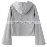 Small Quantity Accept Women Grey Raglan Sleeve Drawstring Hoodie With Custom Logo thumbnail-2