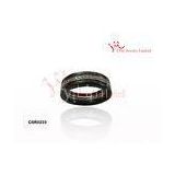 Three Finger Black Women Ceramic Silver Ring With Rhodium plated