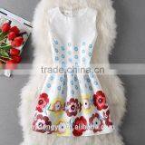 Sun Flower White f r Women Printed A Line Dress/sym Rose Multi Design Sleeveless A Line Dress Skirt