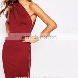 Latest Dress Design Slim Fit New Fashion Red One Shoulder Women Party Dres thumbnail-4
