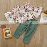 Bell Sleeve Top And Demin Pant Little Girl Outfit Sets Girls Fall Clothing thumbnail-2