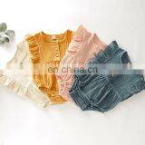 Infant Linen Cotton Newborn Baby Girl Romper Bodysuit Ruffle Bowknot One-Piece Jumpsuit Outfit Clothes Summer thumbnail-2