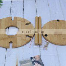 Detachable Bamboo Round Wine Bottle Holder Rack With Hanging Glasses Storage Set Wine Decorative Shelf Holder Display Storage thumbnail-5