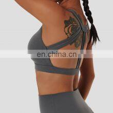 Wide Shoulder Straps Sexy Sports Bras Wholesale Backless Four Way Stretch Yoga Tops thumbnail-4