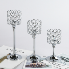 Wedding Decoration Metal Candlesticks Silver Gold Stem Crystal Candle Holders Set Of 3 For Family Hotel Hochzeits Dekoration thumbnail-3