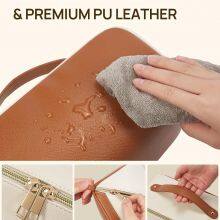 Large Capacity Travel Cosmetic Bag Portable PU Leather Water Resistant Makeup Organizer Bags (Lady) thumbnail-4