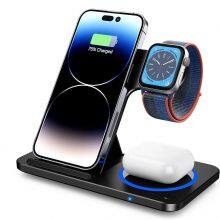 Hot Selling Portable Foldable 3 In 1 Wireless Charger Fast Charging Station Stand Dock thumbnail-1