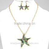 Sea Life Jewelry Coastal Starfish Abalone Pendant Necklace