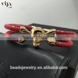 2016 New Coming Stingray/ Python Leather Genuine Leather Bracelet With Skull Clasp Made In China thumbnail-2