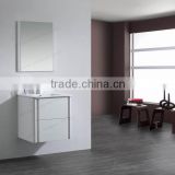 600mm gloss white modern MDF bathroom vanity with glass basin