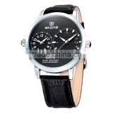 9142 High Quality Unisex Leather Band Two Time Zone Watch thumbnail-1