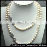 Sweater Pearl Necklace 8-9mm AA+ Long Natural Pearl Necklace thumbnail-1