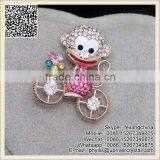 Antique Vintage Style Fine Crystal Diamond Ginko Brooch With Pearl Jewelry thumbnail-6