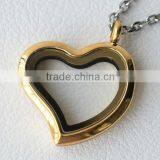 Heart Shape Fine Finish Gold Tone Plated Solid 316l Stainless Steel Glass Locket