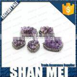 Facete Amethyst Druzy Necklace Drusy Pendant Crystal Stone Mineral Jewelry Amethyst Jewelry thumbnail-1