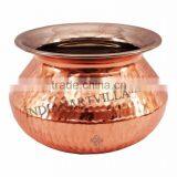 Steel Copper Punjabi Serving Handi 450 ML - Serving Dish Curry Tableware Home Hotel Restaurant
