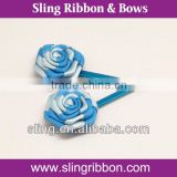 Fresh Blue And White Ribbon Rose Bobby Pin For Kids