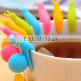 snail silicone wine charms and tea cup tea bag holder