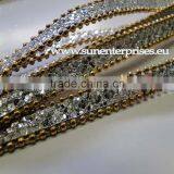 Leather With Chain -Eco Leather With Silver Ball Chains-10mm- Beige thumbnail-3