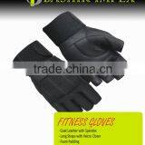 BLACK BODYBUILDING FITNESS GLOVES, WORKOUT GLOVES, LEATHER GLOVES thumbnail-1