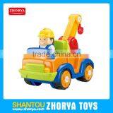 Enlightening intelligence plastic B/O cartoon DIY Assembled Engineering vehicle toy truck with light and musical