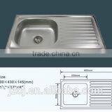 JZ-364 80x43 Export Indonesia Single Bowl Single Tray Stainless Steel Kitchen Sink thumbnail-2