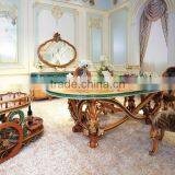 Italy New Design Neo-Classic Marquetry Dining Room Furniture Wooden Carving Dining Table Set For 8 People thumbnail-1