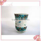 Pair Tall Stemmed Vase Antique Spring Colored Handblown Glass Trumpet Vases thumbnail-5