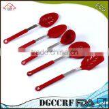 NBRSC FDA/LFGB Heat Resistant Circular Silicone Slotted Spoon Shovel Spatula Turner Spade New Leaf Shaped thumbnail-6