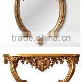 Bed Side Decorative Baroque Style Hanging Console Table and Mirror Set thumbnail-3