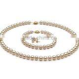 White 6-7mm AA Quality Freshwater Pearl Jewelry Set thumbnail-1