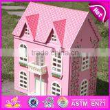 Best Design Pink House Toys Wooden Dollhouse for Girls W06A020 thumbnail-1