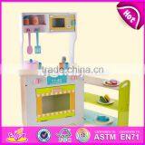 2017 New Design Funny Kids Wooden Kitchen Play Set With Shelf W10C270 thumbnail-3