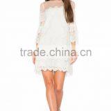 Bell Sleeve Lace Dress Elegant Women Latest Western Dress Patterns for Girls thumbnail-1