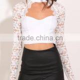 Designer Women Tops Long Sleeve High Neck Sexy Lace Top thumbnail-1