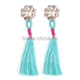 Bohemian Jewelry Imitation Pearls With Long Colorful Tassel Charms Earrings for Women thumbnail-3