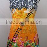 Sleeveless Round Neck Printed Viscose Ladies Dress thumbnail-6