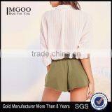 MGOO China Manufactured Terry Knit Gym Raw Cut Shorts Women Sports Wear Drawstring Waistband Shorts thumbnail-1